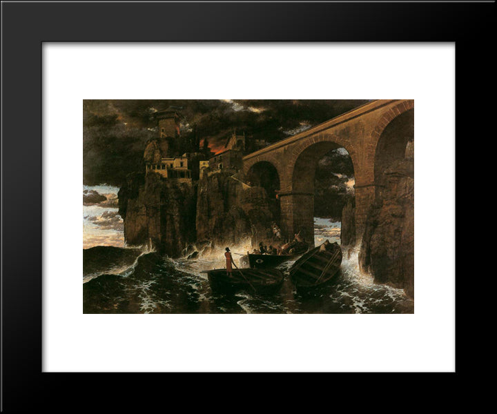 Attack By Pirates 20x24 Black Modern Wood Framed Art Print Poster by Bocklin, Arnold