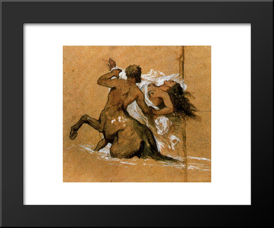 Centaur And Nymph 20x24 Black Modern Wood Framed Art Print Poster by Bocklin, Arnold