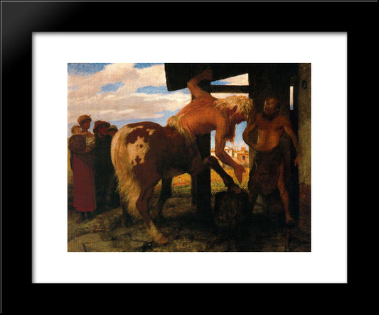 Centaur At The Village Blacksmith'S Shop 20x24 Black Modern Wood Framed Art Print Poster by Bocklin, Arnold