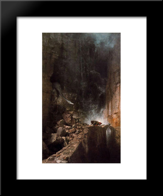 Dragon Walking Between Rocks 20x24 Black Modern Wood Framed Art Print Poster by Bocklin, Arnold