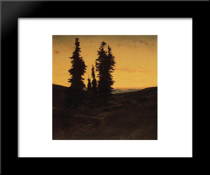 Fir Trees At Sunset 20x24 Black Modern Wood Framed Art Print Poster by Bocklin, Arnold