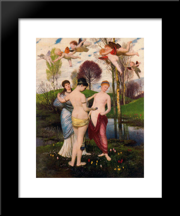 Hymn To Spring 20x24 Black Modern Wood Framed Art Print Poster by Bocklin, Arnold