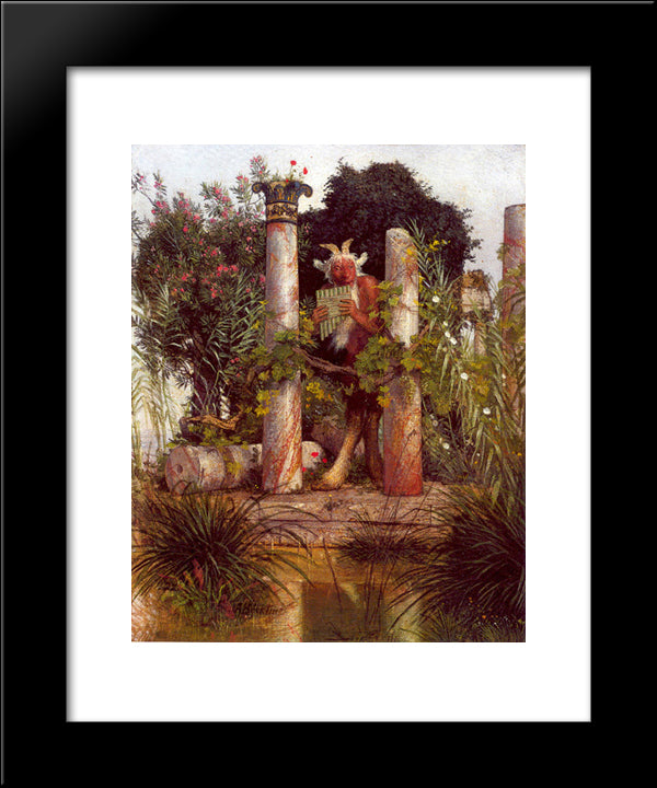 Idyll (Pan Amidst Columns) 20x24 Black Modern Wood Framed Art Print Poster by Bocklin, Arnold