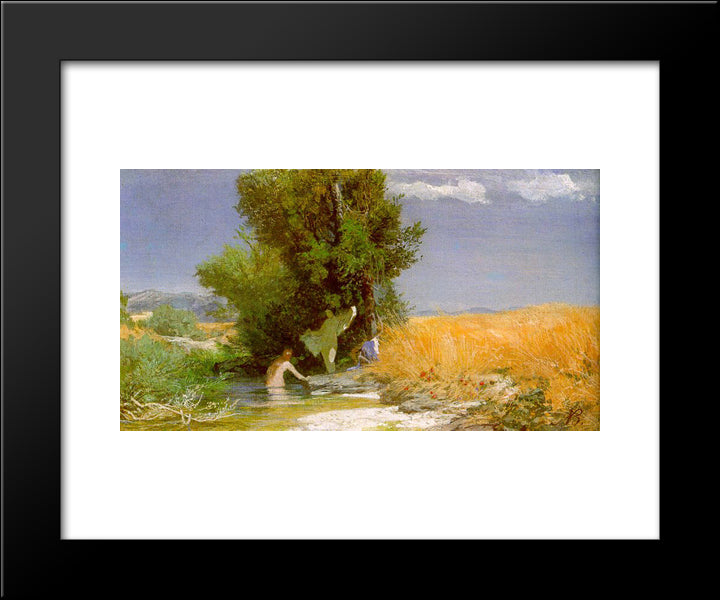 Nymphs Bathing 20x24 Black Modern Wood Framed Art Print Poster by Bocklin, Arnold