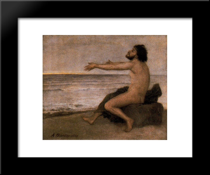 Odysseus By The Sea 20x24 Black Modern Wood Framed Art Print Poster by Bocklin, Arnold