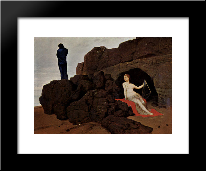 Odysseus Und Kalypso 20x24 Black Modern Wood Framed Art Print Poster by Bocklin, Arnold