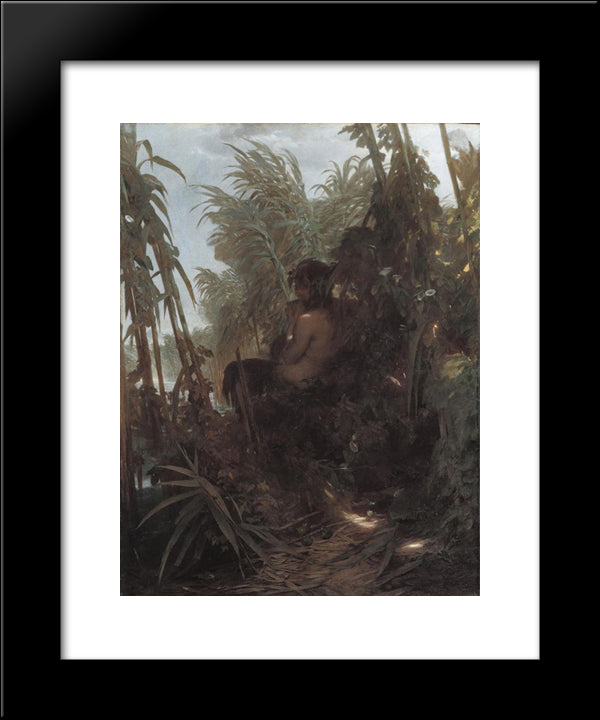 Pan Among The Reeds 20x24 Black Modern Wood Framed Art Print Poster by Bocklin, Arnold