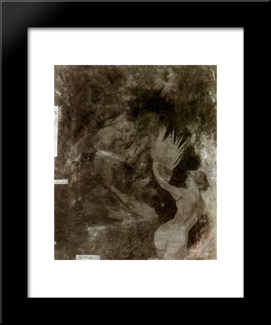 Pan Chasing A Nymph 20x24 Black Modern Wood Framed Art Print Poster by Bocklin, Arnold