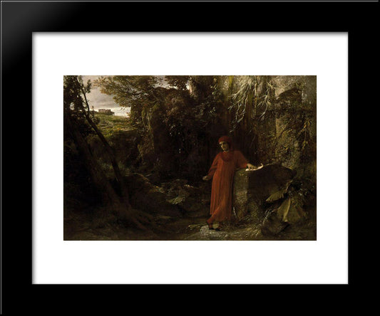 Petrarch By The Fountain Of Vaucluse 20x24 Black Modern Wood Framed Art Print Poster by Bocklin, Arnold