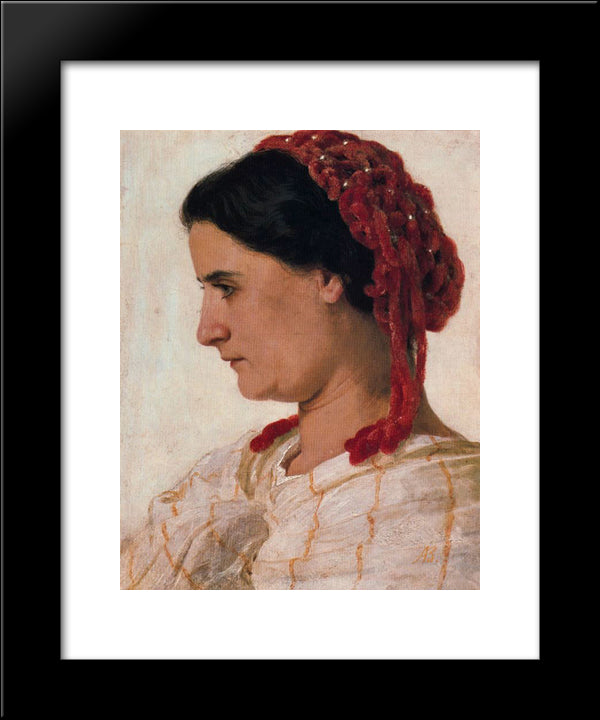 Portrait Of Angela Bocklin In Red Fishnet 20x24 Black Modern Wood Framed Art Print Poster by Bocklin, Arnold