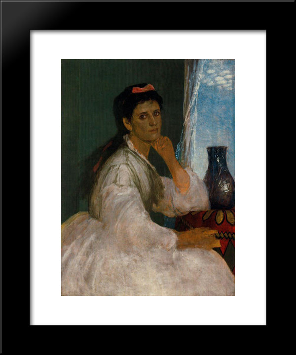 Portrait Of Clara Bocklin 20x24 Black Modern Wood Framed Art Print Poster by Bocklin, Arnold