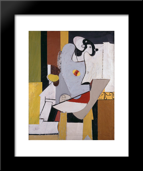 Blue Figure In A Chair 20x24 Black Modern Wood Framed Art Print Poster by Gorky, Arshile