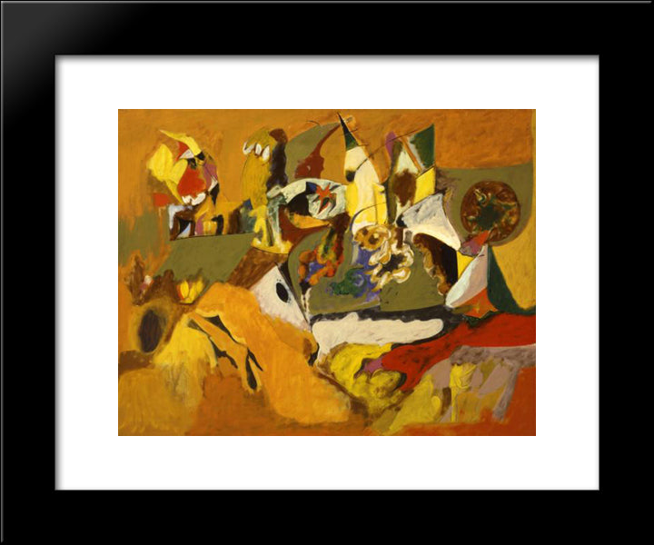 Golden Brown Painting 20x24 Black Modern Wood Framed Art Print Poster by Gorky, Arshile