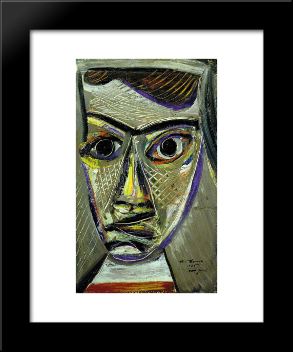 Man'S Head 20x24 Black Modern Wood Framed Art Print Poster by Gorky, Arshile