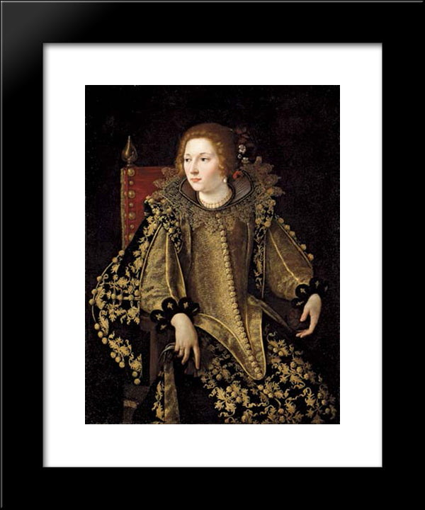 Dame Assise De Trois-Quarts 20x24 Black Modern Wood Framed Art Print Poster by Gentileschi, Artemisia