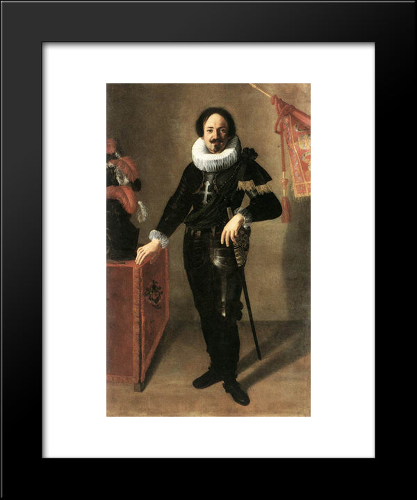 Portrait Of A Condottiero 20x24 Black Modern Wood Framed Art Print Poster by Gentileschi, Artemisia