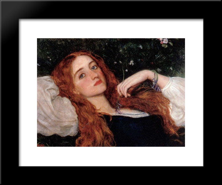 In The Grass 20x24 Black Modern Wood Framed Art Print Poster by Hughes, Arthur