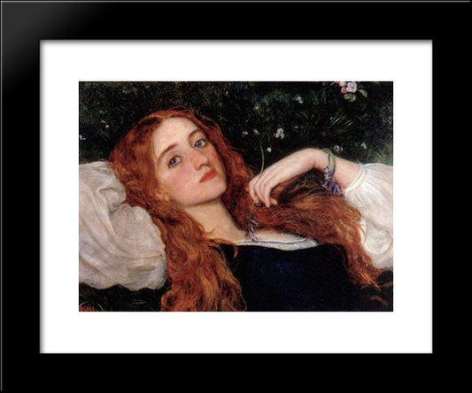 In The Grass 20x24 Black Modern Wood Framed Art Print Poster by Hughes, Arthur