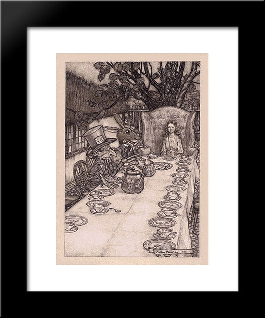 A Mad Tea Party 20x24 Black Modern Wood Framed Art Print Poster by Rackham, Arthur