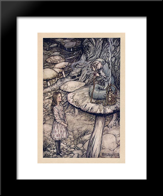 Advice From A Caterpillar 20x24 Black Modern Wood Framed Art Print Poster by Rackham, Arthur