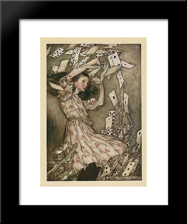 At This The Whole Pack Rose Up Into The Air, And Came Flying Down Upon Her 20x24 Black Modern Wood Framed Art Print Poster by Rackham, Arthur