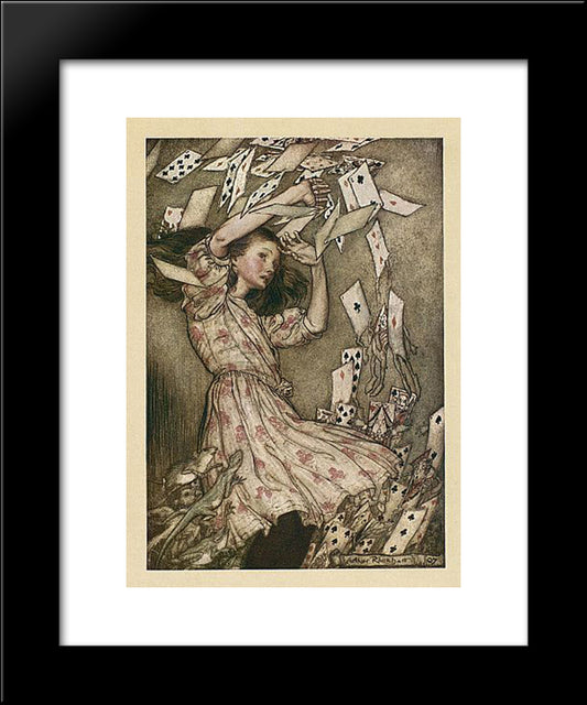 At This The Whole Pack Rose Up Into The Air, And Came Flying Down Upon Her 20x24 Black Modern Wood Framed Art Print Poster by Rackham, Arthur