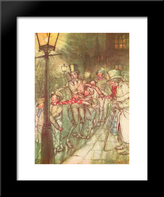 Bob Cratchit Went Down A Slide On Cornhill 20x24 Black Modern Wood Framed Art Print Poster by Rackham, Arthur