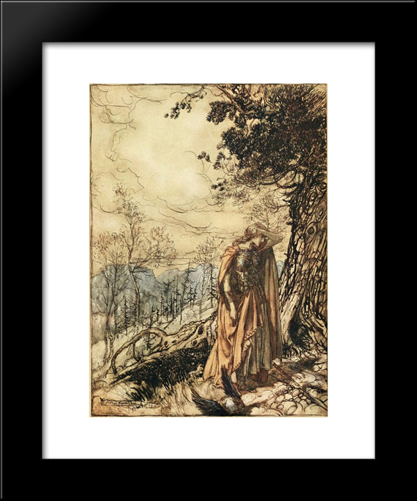 Brunnhilde Stands For A Long Time Dazed And Alarmed 20x24 Black Modern Wood Framed Art Print Poster by Rackham, Arthur