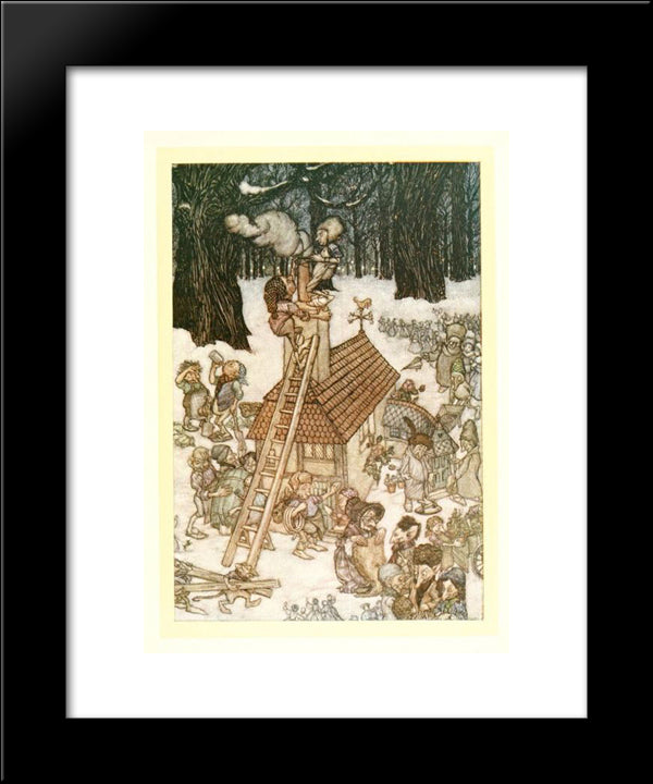 Building The House For Maimie 20x24 Black Modern Wood Framed Art Print Poster by Rackham, Arthur