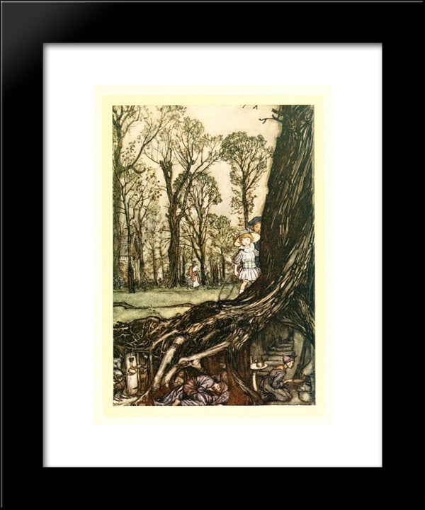 Fairies Are All More Or Less In Hiding Until Dusk 20x24 Black Modern Wood Framed Art Print Poster by Rackham, Arthur