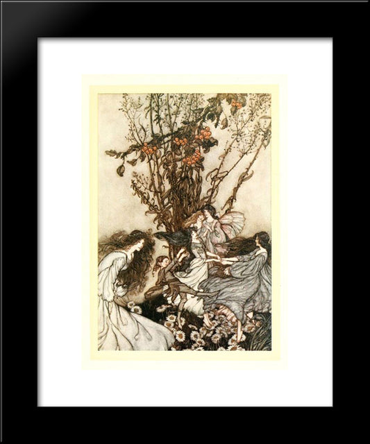 Fairies Never Say, 'We Feel Happy', What They Say Is, 'We Feel Dancey.' 20x24 Black Modern Wood Framed Art Print Poster by Rackham, Arthur