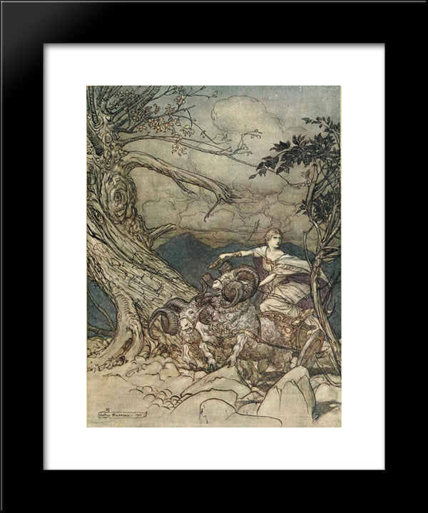 Fricka Approaches In Anger 20x24 Black Modern Wood Framed Art Print Poster by Rackham, Arthur