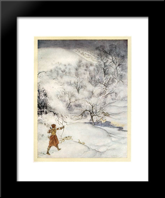 Gawain'S Journey Through The Snowy Landscape 20x24 Black Modern Wood Framed Art Print Poster by Rackham, Arthur