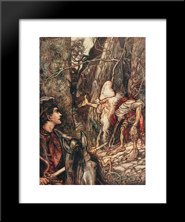 Good Dwarf, Can You Not Tell Me Where My Brothers Are 20x24 Black Modern Wood Framed Art Print Poster by Rackham, Arthur