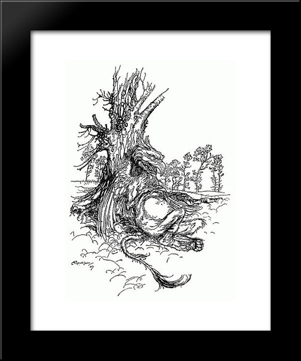 Gryphon 20x24 Black Modern Wood Framed Art Print Poster by Rackham, Arthur