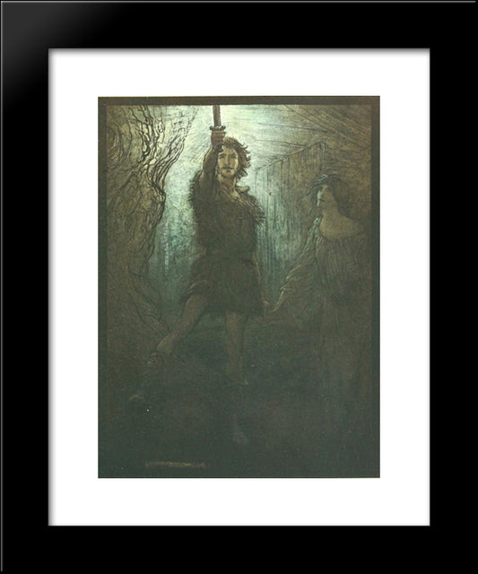 He Brings Thee This Sword 20x24 Black Modern Wood Framed Art Print Poster by Rackham, Arthur