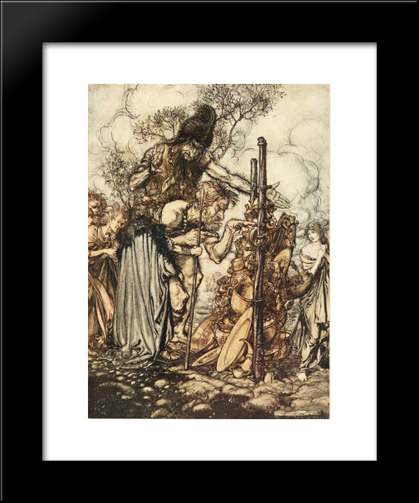 Hey! Come Hither 20x24 Black Modern Wood Framed Art Print Poster by Rackham, Arthur