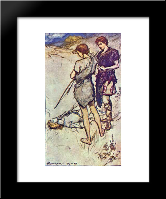 Imogen'S Two Brothers Then Carried Her To A Shady Covert 20x24 Black Modern Wood Framed Art Print Poster by Rackham, Arthur