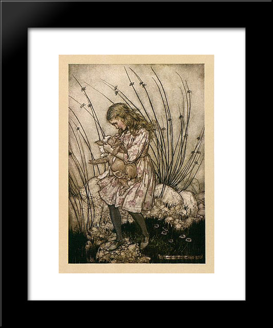 It Grunted Again So Violently That She Looked Down Into Its Face In Some Alarm 20x24 Black Modern Wood Framed Art Print Poster by Rackham, Arthur