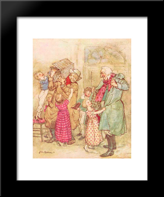 Laden With Christmas Toys And Presents 20x24 Black Modern Wood Framed Art Print Poster by Rackham, Arthur