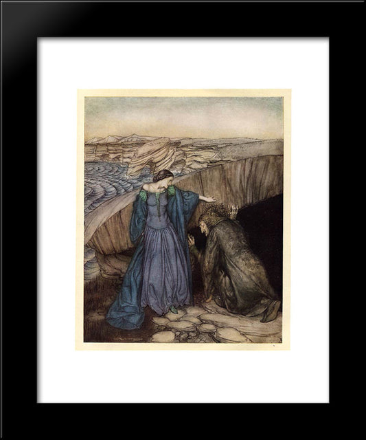 Merlin Is Lured By The Evil Fairy Vivien In Her Home 20x24 Black Modern Wood Framed Art Print Poster by Rackham, Arthur