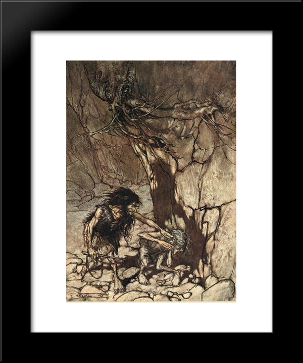 Mime, Howling. Ohe! Ohe! 20x24 Black Modern Wood Framed Art Print Poster by Rackham, Arthur