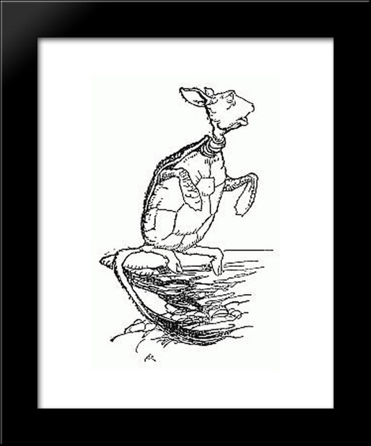 Mock Turtle 20x24 Black Modern Wood Framed Art Print Poster by Rackham, Arthur