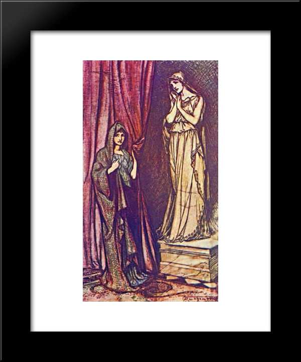 Paulina Drew Back The Curtain Which Concealed This Famous Statue 20x24 Black Modern Wood Framed Art Print Poster by Rackham, Arthur