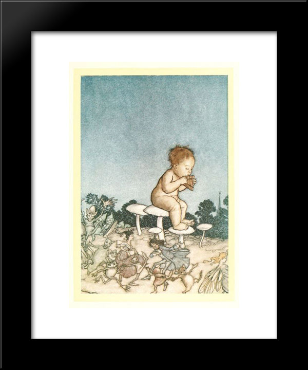 Peter Pan Is The Fairies' Orchestra 20x24 Black Modern Wood Framed Art Print Poster by Rackham, Arthur