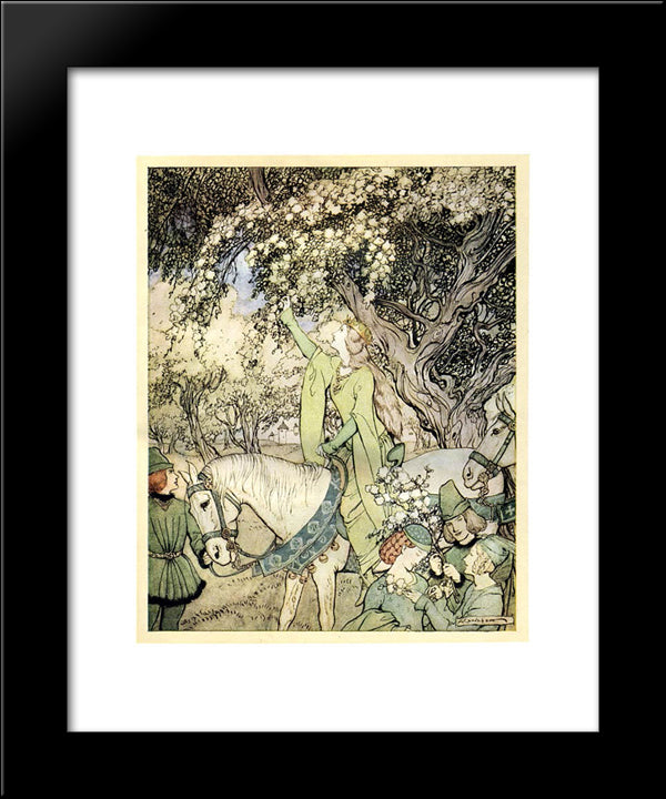 Queen Guinevere 20x24 Black Modern Wood Framed Art Print Poster by Rackham, Arthur