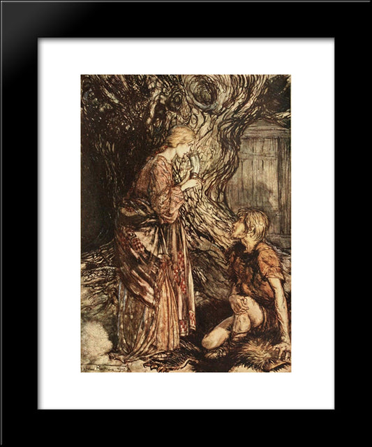 Set It First To Thy Lips 20x24 Black Modern Wood Framed Art Print Poster by Rackham, Arthur