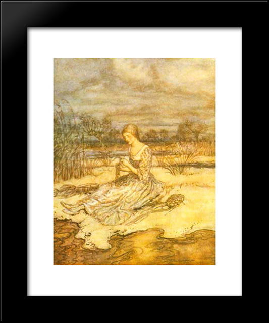 She Sate Down And Plaited Herself An Overall Of Rushes And A Cap To Match 20x24 Black Modern Wood Framed Art Print Poster by Rackham, Arthur