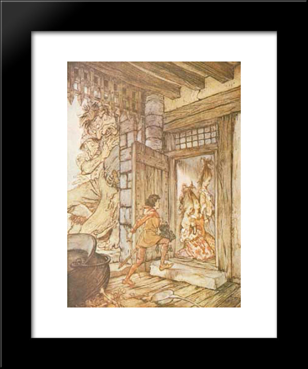 Taking The Keys Of The Castle, Jack Unlocked All The Doors 20x24 Black Modern Wood Framed Art Print Poster by Rackham, Arthur