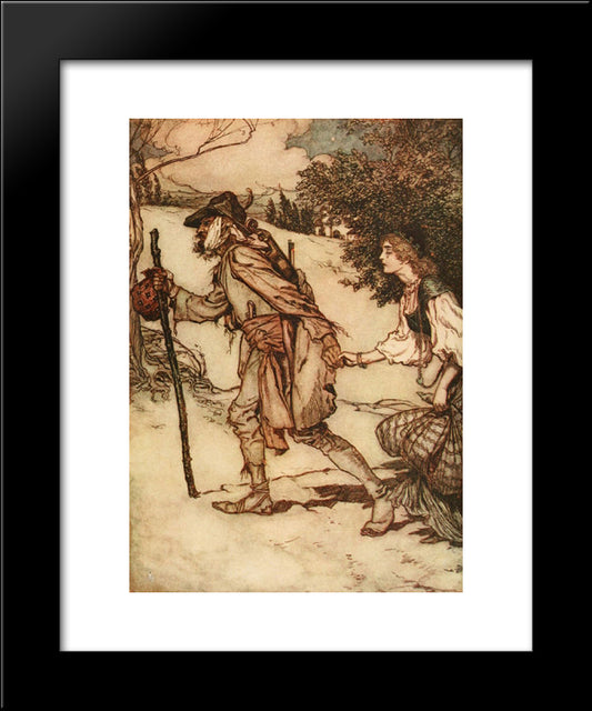 The Beggar Took Her By The Hand And Led Her Away 20x24 Black Modern Wood Framed Art Print Poster by Rackham, Arthur